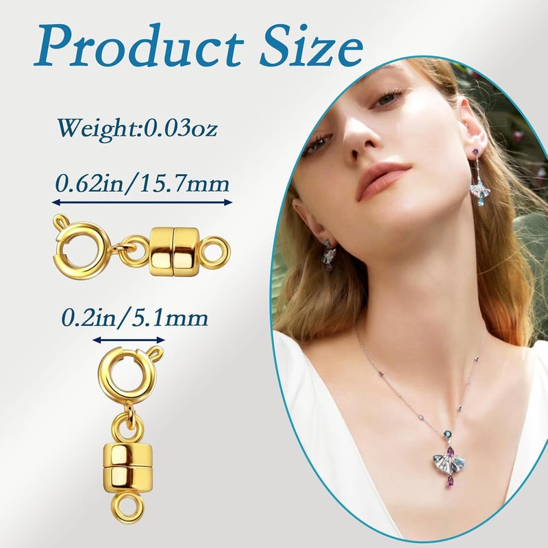 HOLAILS Magnetic Necklace Clasp as Gift for Mom Necklace Extender Gold,Extender for Women Jewelry Clasp Converters for Bracelet Necklaces Anklet Chain Jewelry Set(12Pcs Gold) - Image 2